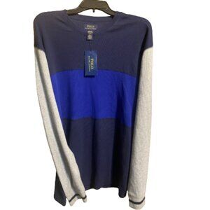 Polo Ralph Lauren Sleep Shirt Lounge Waffle Knit Color Block Size L or XL